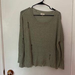 Light green distressed sweater. Very lightweight. Never worn. Size small